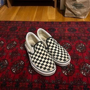 B&W Checkered Vans - size 9.5W, 8M